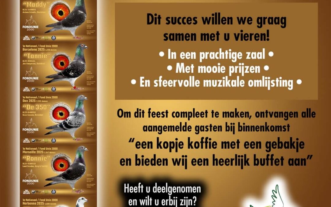 Feestmiddag/avond 15 november 2025 FONDUNIE 2000